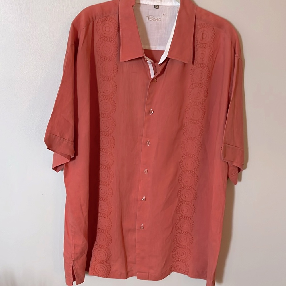 Bohio men’s linen button down short sleeve shirt XXXL